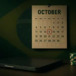 Calendar showing 6 October circled beside a closed laptop, illustrating Brazil's betting market shutdown deadline