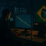 Analyst revising a revenue forecast chart after Brazil's online betting ban