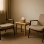 Quiet counselling room with two chairs, representing gambling recovery centre treatment services